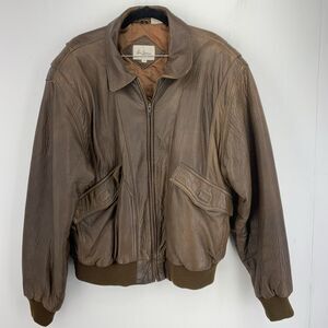 Vtg Adam Spencer Mens 44R Leather Flight Pilot Bomber Jacket Distressed Grunge